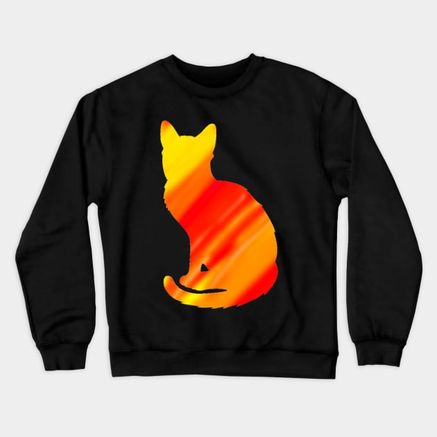 Fire Cat Silhouette Crewneck Sweatshirt by Amanda1775